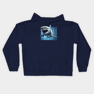 Great White Cyber Shark Kids Hoodie